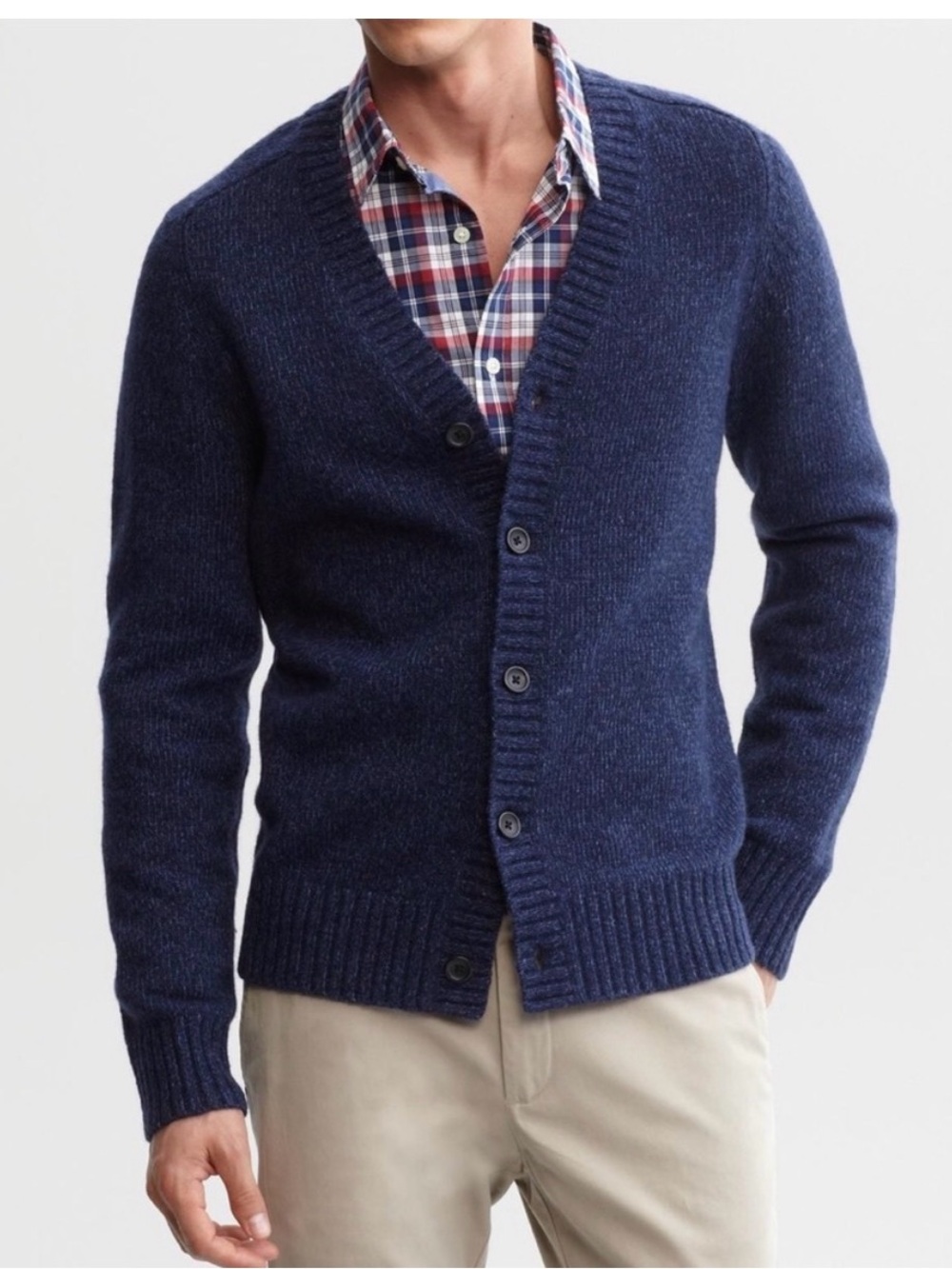 Banana Republic Navy V-Neck Button-Front Cardigan Wool blend Size S